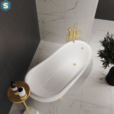 Ванна окремостояча матова Amidicon Symphony 167x78 біла з литого каменю золоті ніжки SYMFONIYA_167_g_MAT, Білий