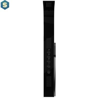 Душова панель Corsan Samsara black LED з термостатом S003TBLLED, Черный матовый