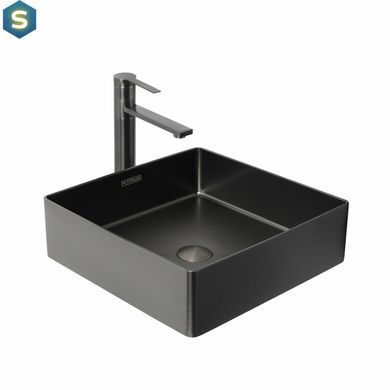 Умивальник Platinum Handmade PVD чорний 400x400 мм з нержавіючої сталі, Чорний/золото
