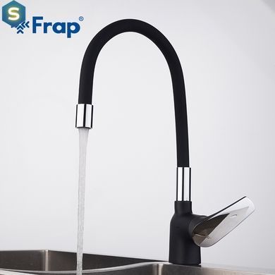 Смеситель для кухни гибкий излив U гайка черный/хром &Oslash;40 Frap 1/10 F4453-04, Черный матовый