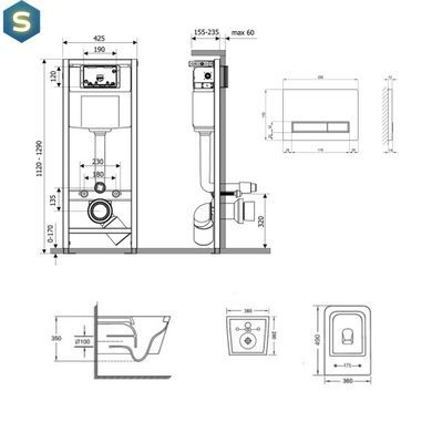 Підвісний унітаз Qtap Crow Ultra Quiet + інсталяція Qtap Nest 4 в 1 (лінійна клавіша White), Білий