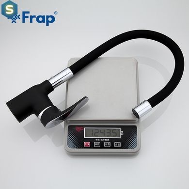 Смеситель для кухни гибкий излив U гайка черный/хром &Oslash;40 Frap 1/10 F4453-04, Черный матовый