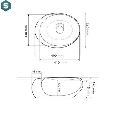 Умивальник (раковина) VBI VALIANO MARBLE BLACK MATT накладний, Мармур