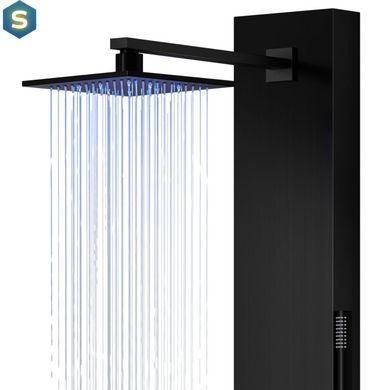Душова панель Corsan Neo black LED з термостатом S060TBLLED, Черный матовый