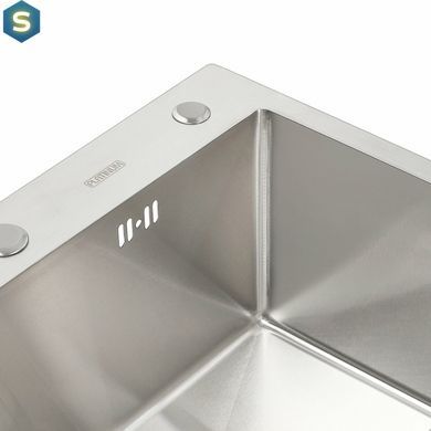 Кухонна мийка Platinum Handmade 580x430x220 (товщина 3,0/1,5 мм корзина та дозатор в комплекті), Нержавіюча сталь