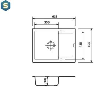 Кухонна мийка Adamant Minimal 615x495x200 коричневий 000008527, Цемент матовий