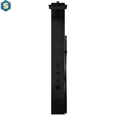 Душова панель Corsan Neo black LED з термостатом S060TBLLED, Черный матовый