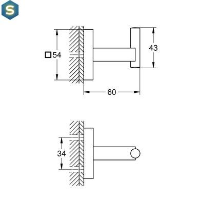 Крючок для ванной комнаты Grohe QuickFix Start Cube 409612430, Черный матовый