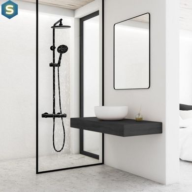 Душова система Yoka Enza 20 black з термостатом BP.ENZA20-BLK, Черный матовый