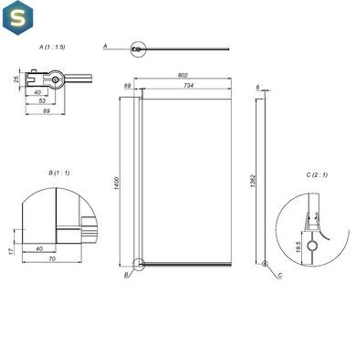 Шторка для ванни Am.Pm Gem 80x140 см орна хром WU90BS-D080-140CT, хром