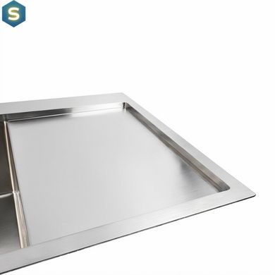 Кухонная мойка Platinum Handmade нержавейка 78x50B L (два отверстия, квадратный сифон 3.0/1.0), Нержавеющая сталь
