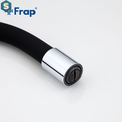Смеситель для кухни гибкий излив U гайка черный/хром &Oslash;40 Frap 1/10 F4453-04, Черный матовый