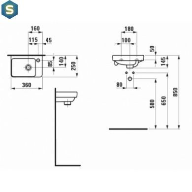 Умывальник Laufen Pro S 36x25 H8159600001041, Белый
