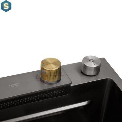 Кухонна мийка Kroner KRP Schwarze - SET7545HM PVD (3.0/0.8 мм) CV033382, Чорний/золото