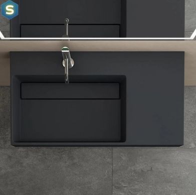 Умивальник Rea Archi 75 black matt накладний підвісний REA-U4303, Черный матовый