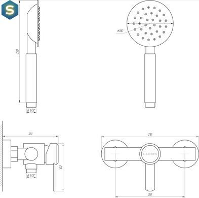 Змішувач для душу Globus Lux Wien SBT2-105, Графитовый хром