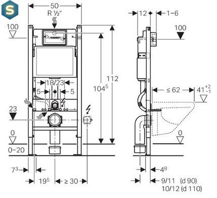Інсталяція прихованого монтажу для унітазу Geberit Duofix 111.153.00.1