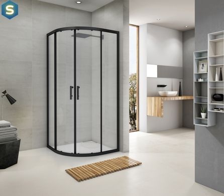 Душова кабіна Koller Pool Round напівкругла чорна 900x900x1900 мм скло прозоре R90RCB, Чорний/золото, Універсальна, прозорий, чорний