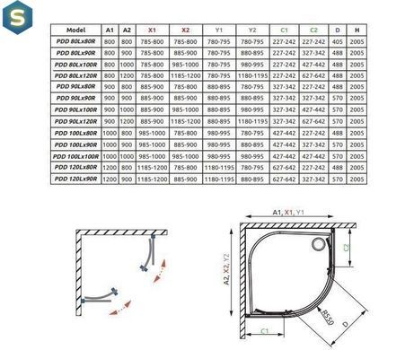 Душевая кабина Radaway Idea PDD 90Lx80Rx200 стекло прозрачное 387139-01-01 + 387151-01-01