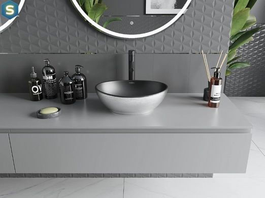 Умывальник Mexen Elza silver brushed black matt накладной MEX-21014023, Хром