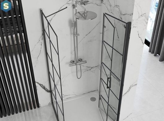 Душова кабіна Rea Molier 80x90 black REA-K8412 + REA-K8538, Черный матовый, Універсальна, прозорий, чорний матовий