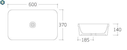 Умивальник накладний Volle Amar 60x37x14 см white 1301.005560, Білий