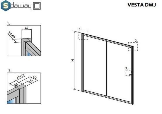Шторка для ванни Radaway Vesta DWJ 180 209118-01-01