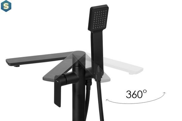 Змішувач для ванни Corsan Trino black mat підлоговий CMB7159BL, Черный матовый