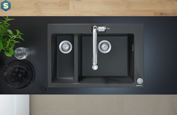 Кухонная мойка Hansgrohe S510-F635 770x510 на две чаши 80/450 Graphiteblack 43315170