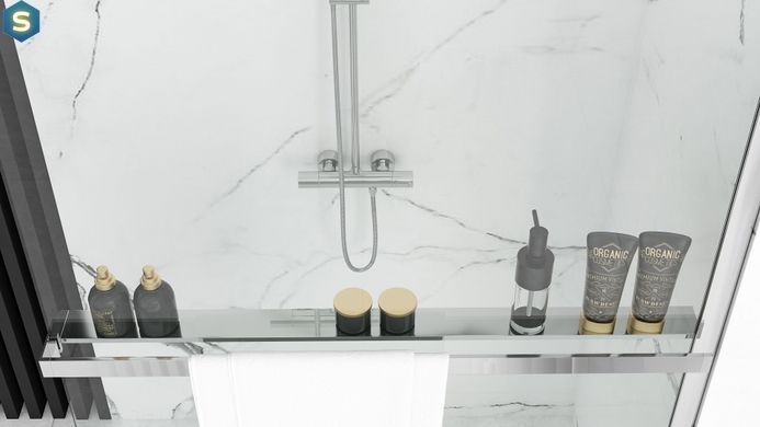 Душова стінка Rea Aero N 110 chrome з полицею Evo REA-K3021 + HOM-08945, прозорий, хром