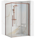 Угловая душевая кабина Rea Solar раздвижная 90x120 brushed copper REA-K9514, Теплый закат, прозрачный