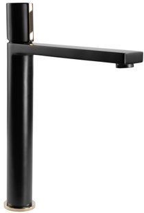 Смеситель для умывальника Rea Icon black L.gold черный высокий REA-B5681, Черный/золото