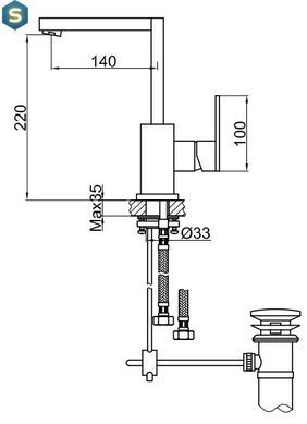 Змішувач для умивальника Kohlman Nexen chrome QB150U, Хром