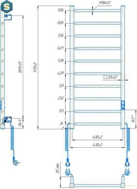 Електрична рушникосушарка HF Leeds 970x430 white matte 6.1.0803.06.WM, Белый матовый, універсальне (конектор), Електронний