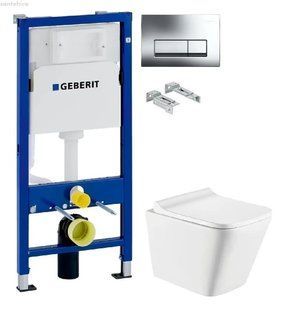Інсталяція Geberit Duofix 458.103.00.1 з клавішею Delta50 хром глянцевий + Унітаз підвісний Koller Pool Trend Tornado 3.0 TR-0490-RQ3 з сидінням Soft Close