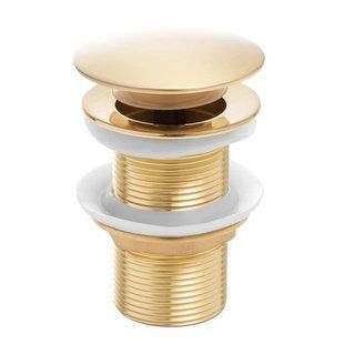 Донный клапан для умывальника Yoka click-clack L.gold без перелива BK.POP-14-BP-GLD, Золотой