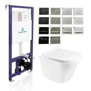 Комплект 5в1: інсталяція Koller pool + безобідковий унітаз Virgo soft close + клавіша на вибір