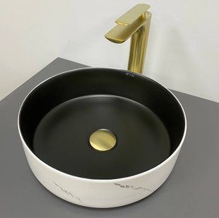 Умывальник VBI Prato white black marble matt накладний VBI-011409, Мармур