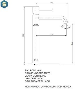 Змішувач для умивальника Imex Monza високий PVD матове золото BDM039-3OC, Золотий
