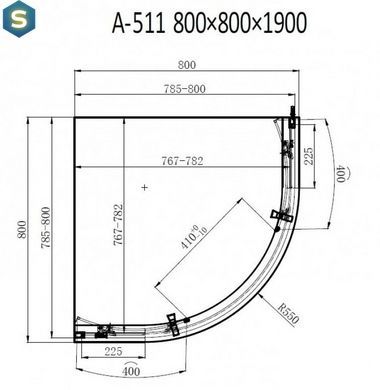 Душевая кабина Dusel A-511 80x80x190 прозрачное, прозрачный, хром, 80x80