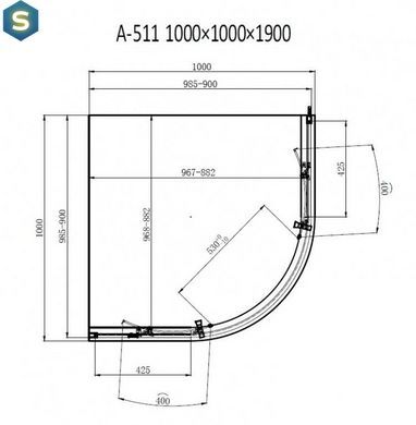 Душевая кабина Dusel A-511 100x100x190 прозрачное, Хром, прозрачный, хром, 100x100
