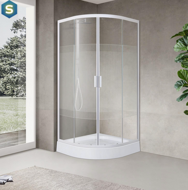 Душевая кабина угловая Eger Tisza 90x90 раздвижная стекло Spagetti мелкий поддон white 599-021-S, Белый, белый