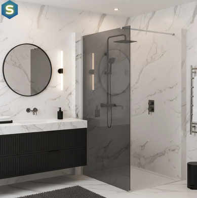 Душова стінка Rea Flexi 130x195 grey chrome KPL-K99081, графит, хром