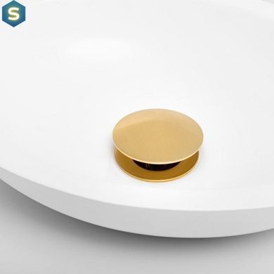 Донный клапан для умывальника Yoka click-clack L.gold без перелива BK.POP-14-BP-GLD, Золотой
