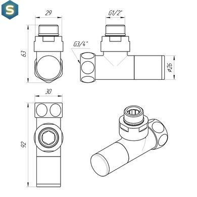 Кран угловой Luxon для полотенцесушителя 1/2"-3/4" (LX-8202) 71401041