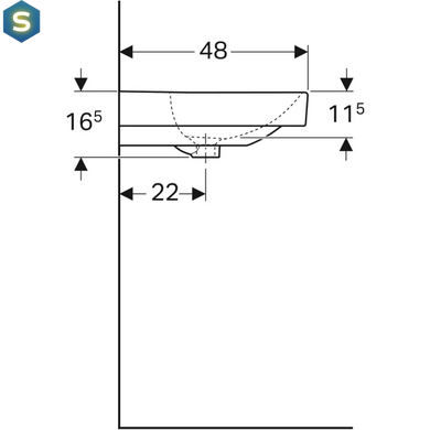 Умивальник Geberit Smyle Square 75x48 500.249.01.1, Білий