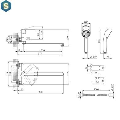 Змішувач для ванної Kroner KRP Bremen - C070 CV012071, Хром