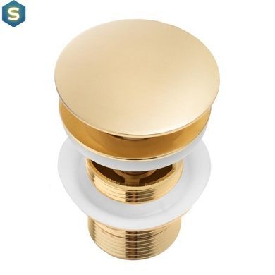 Донный клапан для умывальника Yoka click-clack L.gold без перелива BK.POP-14-BP-GLD, Золотой