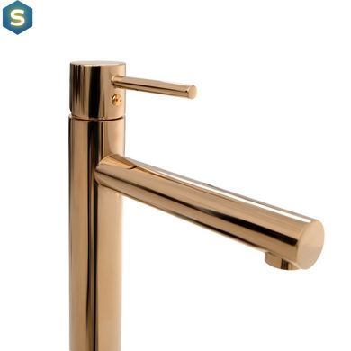 Змішувач для умивальника Rea Tess rose gold рожеве золото високий REA-B8804, Теплый закат
