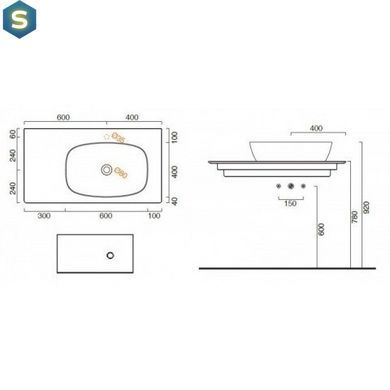 Керамічна стільниця Catalano Green Lux 100x54 см 1PC10C500, Білий
